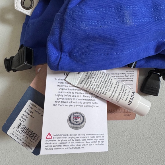 Hestra Army Leather Heli Ski Jr. Mitt Royal Blue Youth Size 5 NWT - Picture 4 of 5